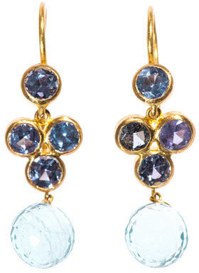 MARIE-H?L?NE DE TAILLAC Sapphire, aquamarine & gold earrings
