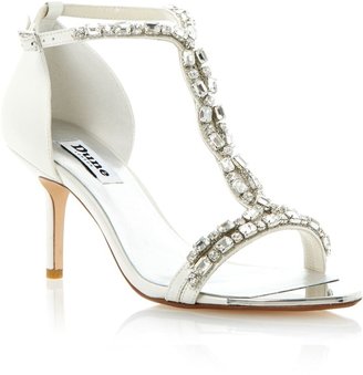 Dune Happiness leather t-bar jewelled stiletto sandals