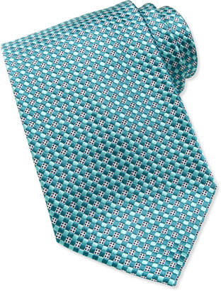Armani Collezioni Woven Checkerboard Neat Silk Tie, Teal