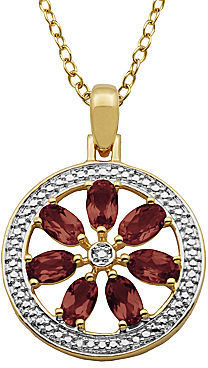 JCPenney CLASSIC TREASURES Garnet & Diamond Accent Flower Medallion Pendant Necklace