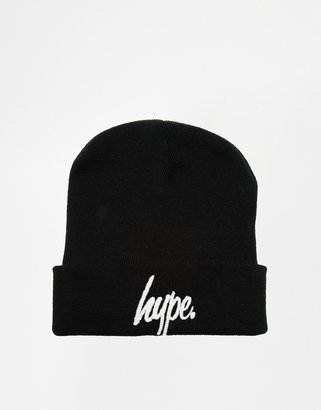 Hype Black and White Embroidered Beanie