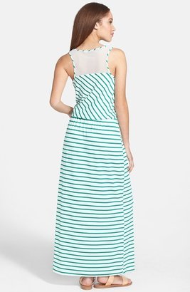 Olivia Moon Mesh Inset Stripe Maxi Dress