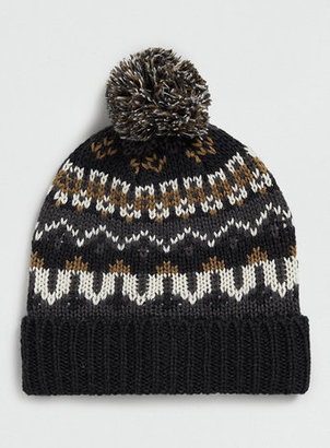 Selected Patterned Bobble Beanie