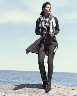 Eileen Fisher Long-Sleeve Slim Jersey Top, Charcoal, Women's