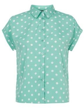 New Look Teens Mint Green Polka Dot Short Sleeve Boxy Shirt