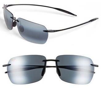 Maui Jim Men's 'Banzai - Polarizedplus2' 61Mm Sunglasses - Gloss Black