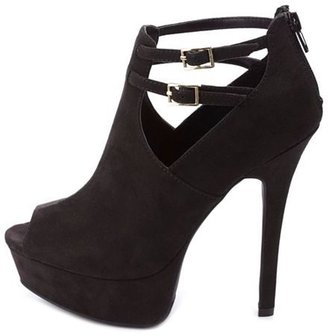 Charlotte Russe Ankle Strap Cut-Out Peep Toe Booties