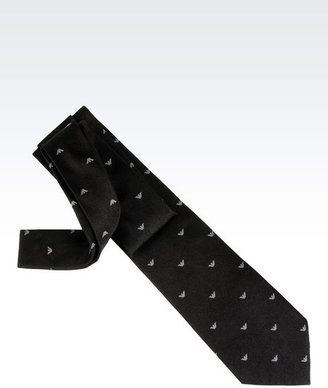 Emporio Armani Silk Tie With Logo Pattern