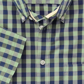 Charles Tyrwhitt Green and navy gingham check washed favourite Classic fit short sleeve shirt