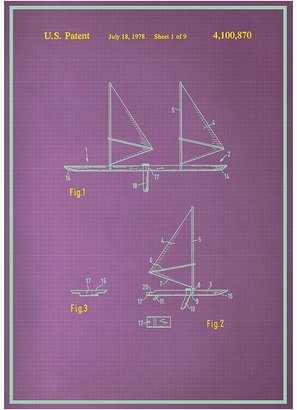 Americanflat Wind Surfboard Patent Print Art