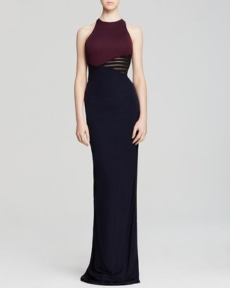 ABS by Allen Schwartz Gown - Sleeveless Illusion Neck Color Block Open Back