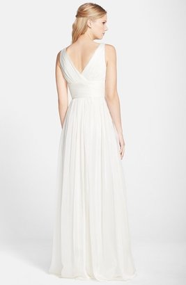 Monique Lhuillier Bridesmaids Sleeveless Ruched Chiffon Dress (Nordstrom Exclusive)