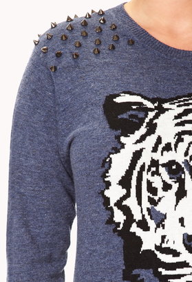 Forever 21 FOREVER 21+ Plus Size Edgy Spiked Tiger Sweater
