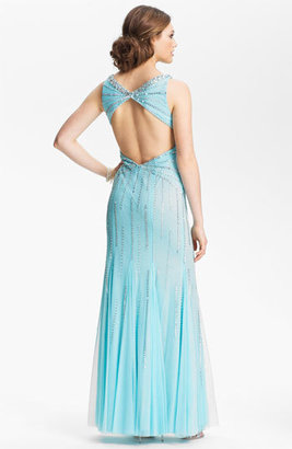 Sean Collection Embellished Mesh Trumpet Gown (Online Only)
