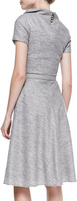 Carolina Herrera Short-Sleeve Cowl-Neck Dress