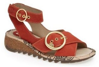 Fly London Devil red 'Trio' wedge sandals