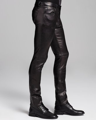 John Varvatos Collection - The Rocker Leather Skinny Slim Fit in Black