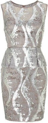 Adrianna Papell Sleeveless lace peplum dress