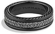 David Yurman Streamline Two-Row Band Ring with Black Diamonds