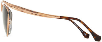 Balenciaga Floating Metal Aviator Sunglasses, Rose Golden