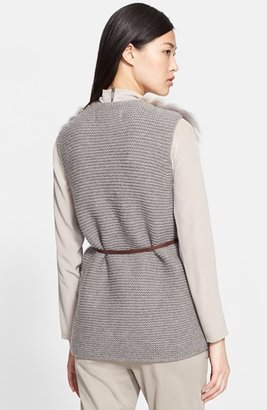 Fabiana Filippi Genuine Fox Fur Sweater Vest with Leather Belt