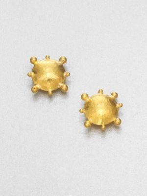 Gurhan 24K Yellow Gold Textured Stud Earrings