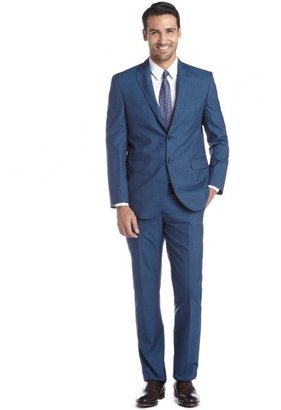 Saint Laurent acqua glen plaid two-button suit with flat front pants