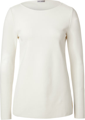 Paco Rabanne Metallic Insert Crepe Top in White/Silver Gr. 34
