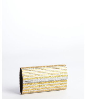 BCBGeneration silver and gold striped lucite 'Morgan' clutch