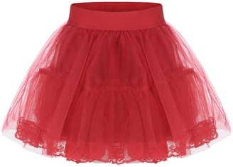 MonnaLisa Red Tulle Skirt With Lace Trim