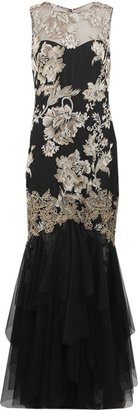 Notte by Marchesa 3135 NOTTE BY MARCHESA Embroidered Gown With Tulle Overlay