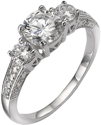 Trilogy Love GEM Sterling Silver White Cubic Zirconia Dress Ring