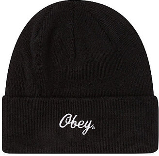 Obey Script logo beanie hat