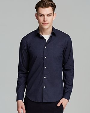 Vince Micro Geo Check Button Down Shirt - Slim Fit