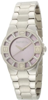 Breil Milano Women's TW0759 Grid Pink Sunray Dial Crystal Details Watch