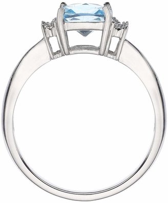 Love GEM 9 Carat White Gold Diamond-Set Blue Topaz Ring