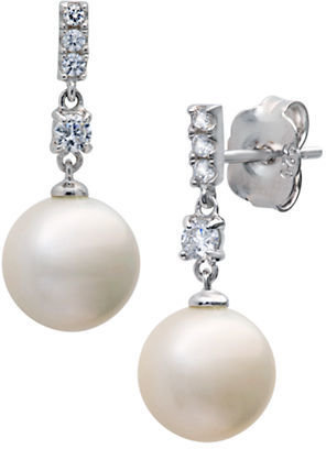 Crislu Sterling Silver Pearl & Crystal Drop Earrings