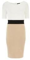 AX Paris Womens 3/4 sleeve colour block dress- White