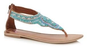 Butterfly by Matthew Williamson Designer turquoise woven embellished flat sandals