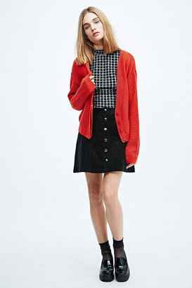 Cooperative Cropped Knit Cardigan in Red