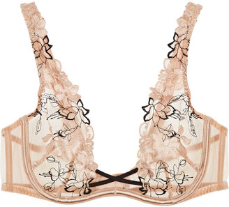 Agent Provocateur Yoshie Floral-Embroidered Stretch-Tulle Underwired Bra