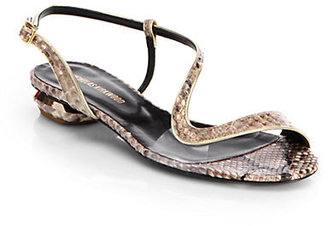 Nicholas Kirkwood Asymmetrical Snakeskin Sandals