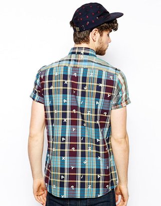 ASOS Check Shirt In Short Sleeve With Number Print