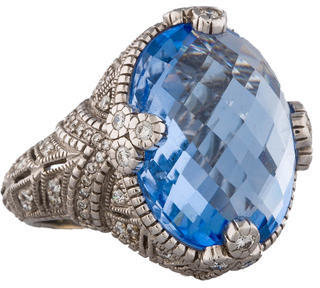 Judith Ripka Blue Topaz & Diamond Filigree Ring