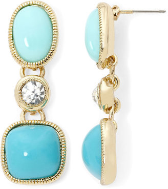 JCPenney MONET JEWELRY Monet Crystal and Aqua Gold-Tone Earrings