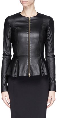 'Anasta' peplum leather jacket