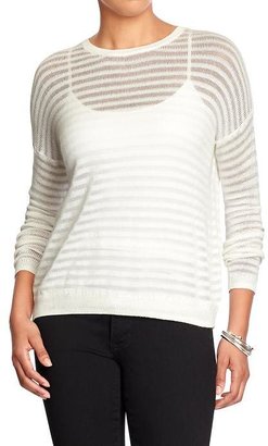 Old Navy Women's Cropped Burnout-Stripe Sweaters