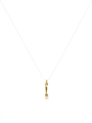American Apparel 18Kt Plated Gold Charm on Cord - Fork