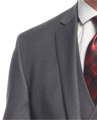 Kenneth Cole Reaction Grey Stripe Vested Slim-Fit Suit