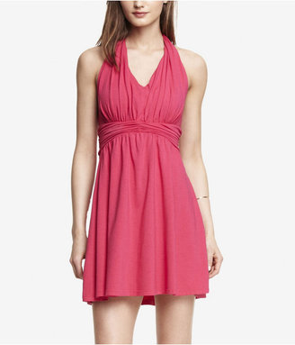 Express Pink Ruched Jersey Halter Dress
